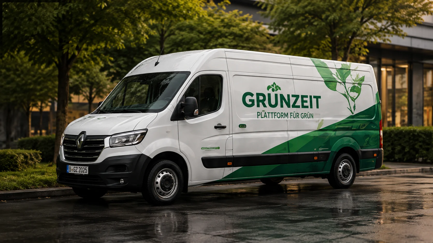 Fiktive Fahrzeugdesign-Konzeptstudie Grünzeit Gartenbau