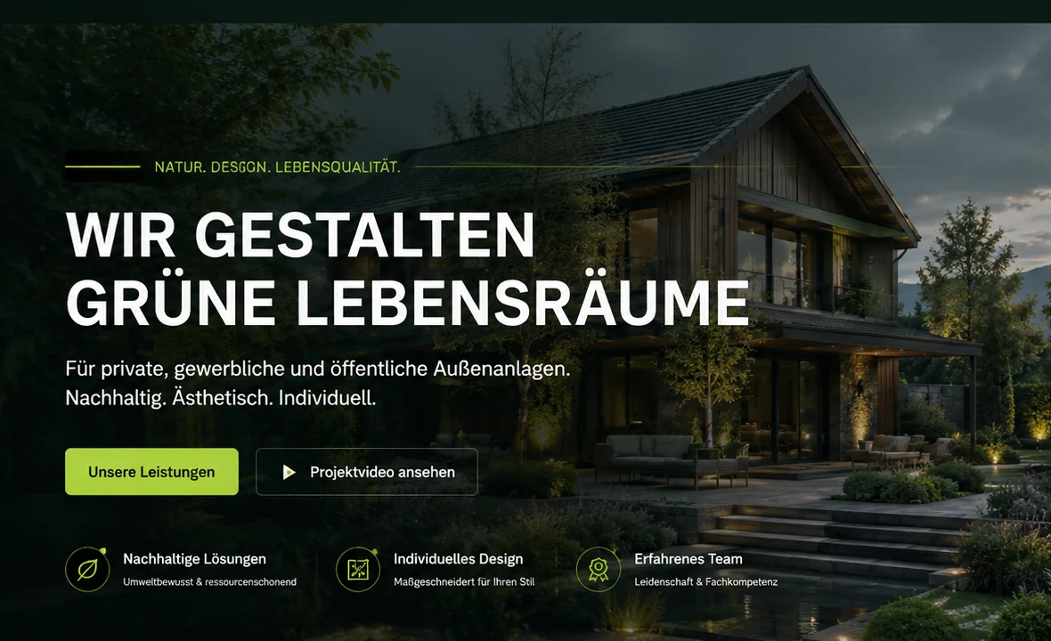 Fiktive digitale Markenanwendung Grünzeit Gartenbau